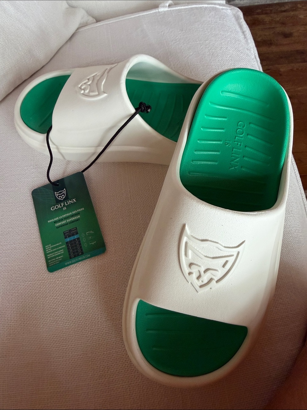 Golf Linx White & Green Slide Sandals